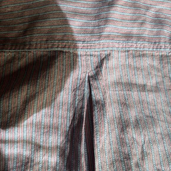 Vintage 90s Patagonia Organic Cotton Go To Shirt Red & Blue Stripe LARGE - Picture 13 of 16